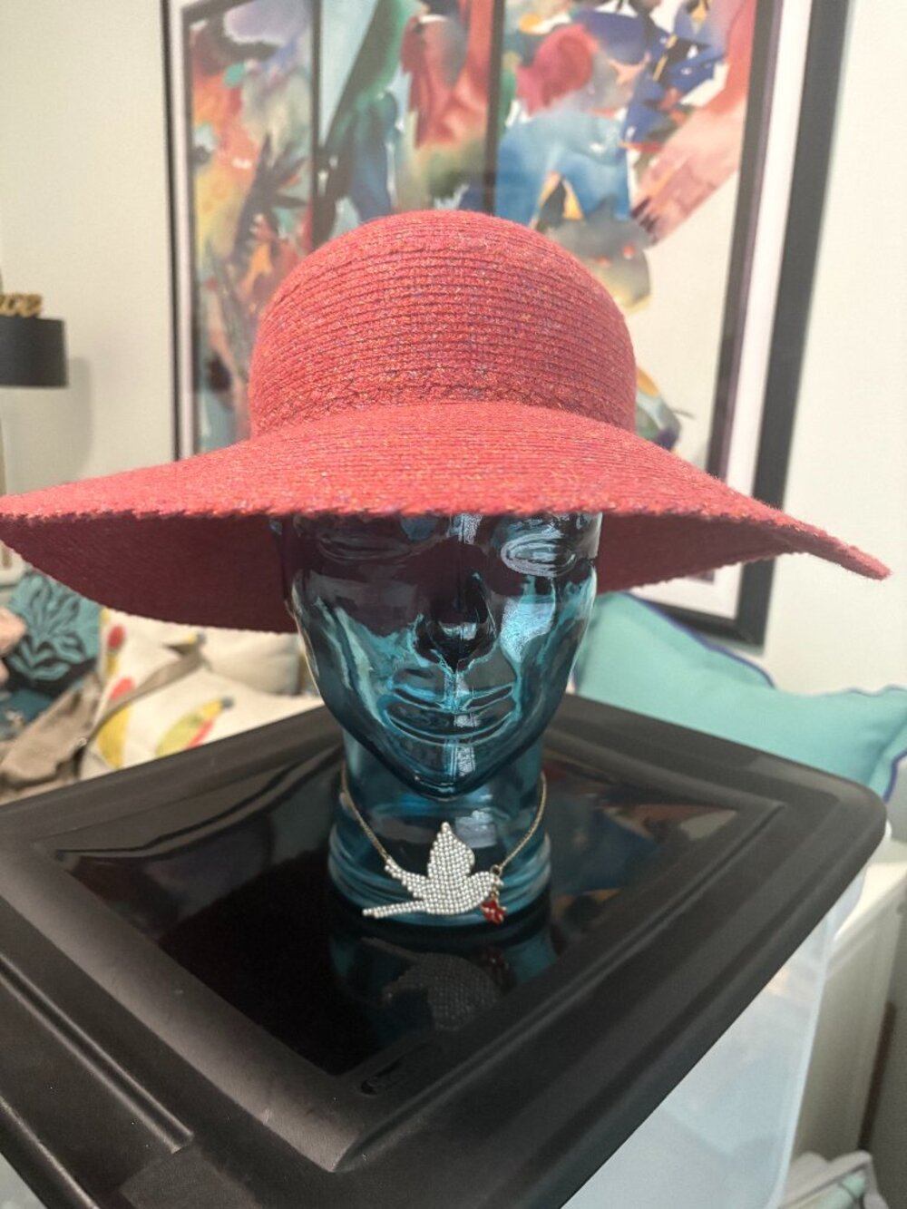Betmar Wool Blend Sun Hat OS Orange/Red with Purple Flecks Wide Brim
